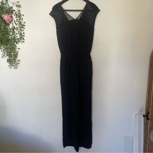 Small Black Pants Suit Jumpsuit Romper Lace Top Dressy Pockets